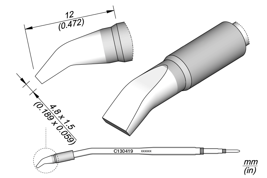 C130419 - Chisel Bent Cartridge 4.8 x 1.5